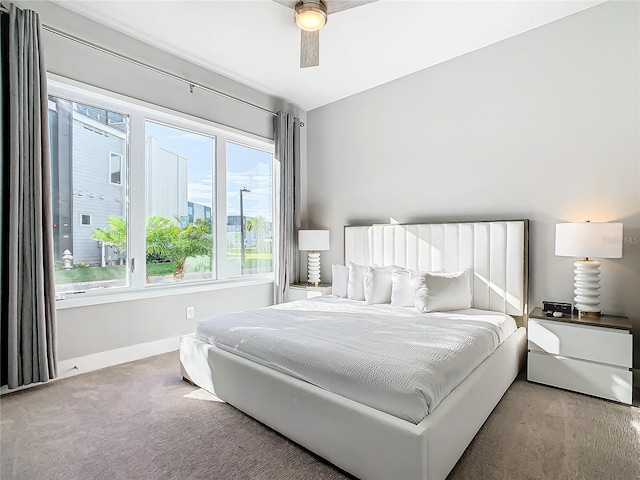 bedroom with carpet and ceiling fan