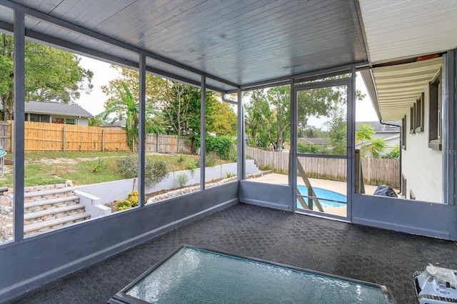 view of unfurnished sunroom