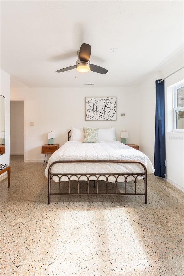 bedroom featuring ceiling fan