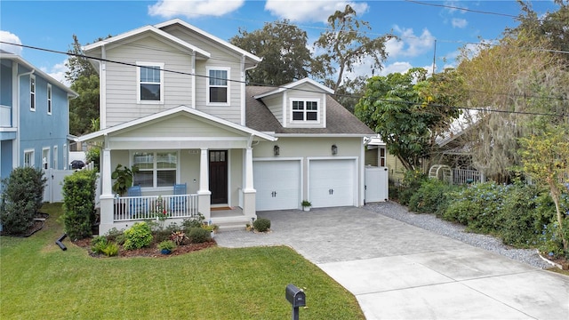 view of front of home with a front lawn and a porch