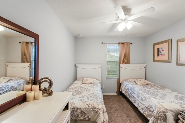 bedroom with carpet flooring and ceiling fan