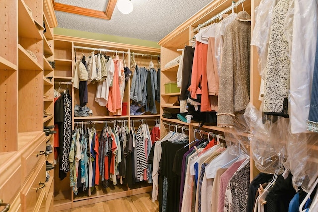 walk in closet featuring hardwood / wood-style flooring