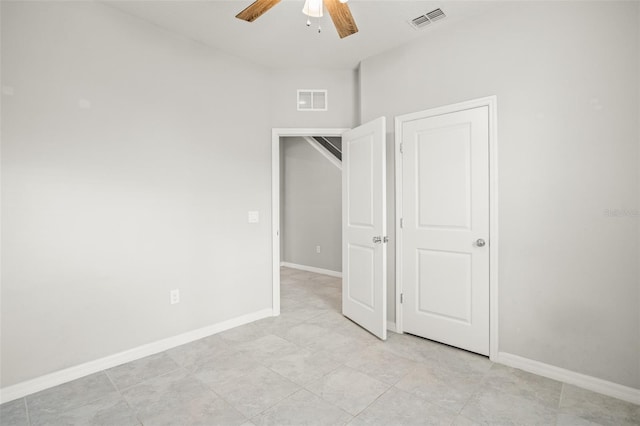 unfurnished bedroom with ceiling fan