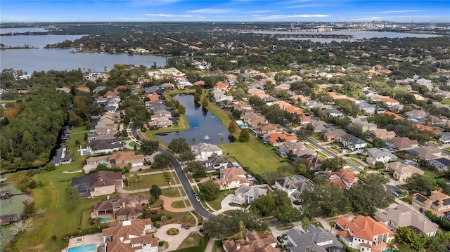 bird's eye view featuring a water view