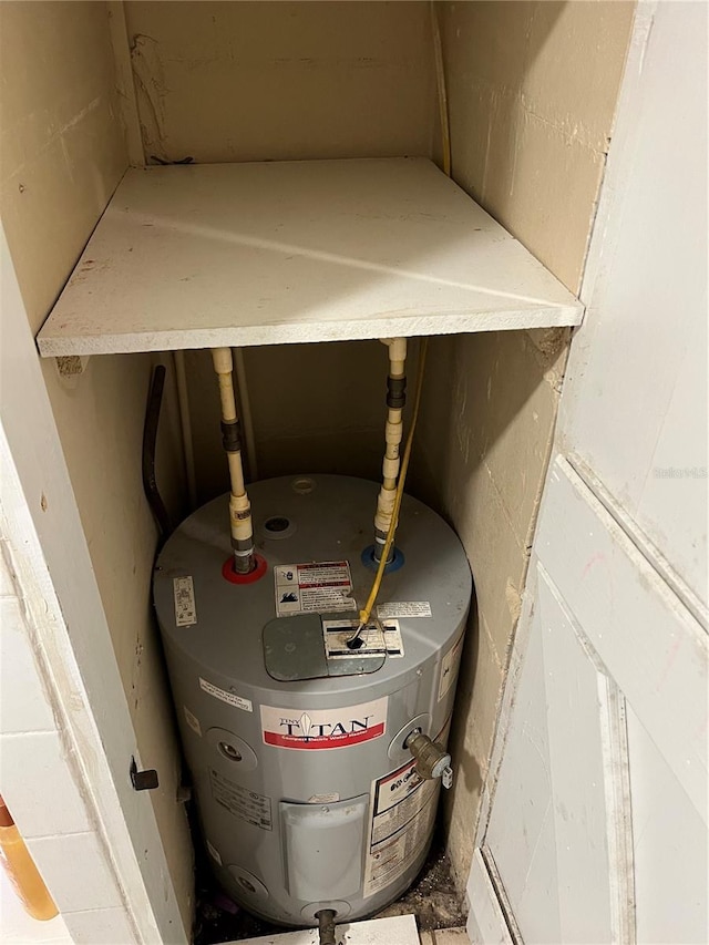 utility room with water heater