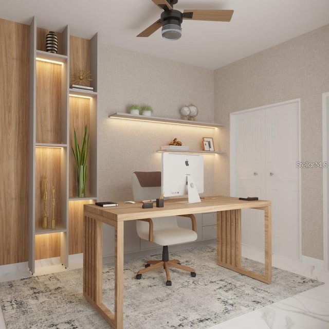 office featuring ceiling fan