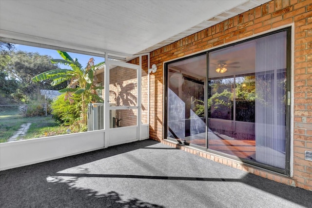 view of unfurnished sunroom