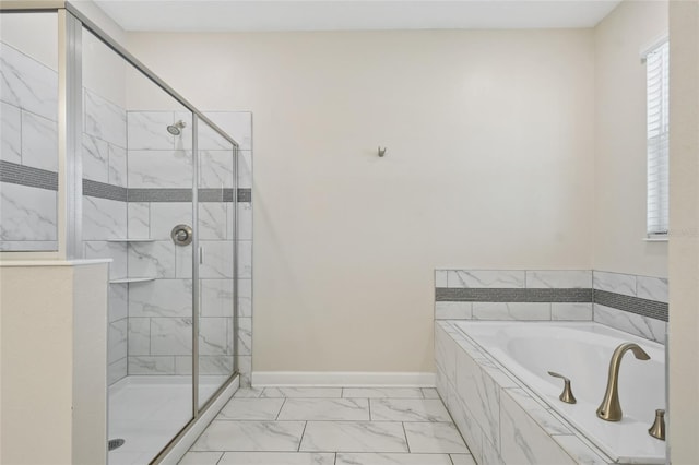 bathroom with separate shower and tub