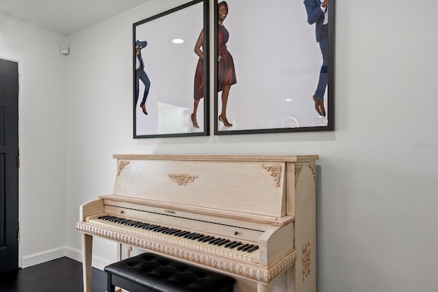 miscellaneous room featuring dark hardwood / wood-style floors