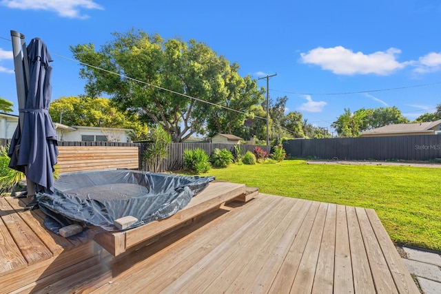 deck featuring a yard