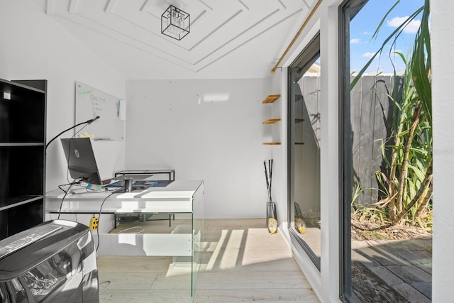 office space featuring light hardwood / wood-style flooring