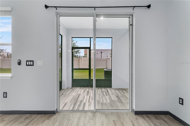 entryway with wood-type flooring