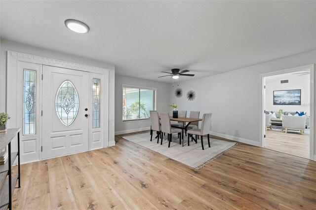 5016 Dorman Rd, Lakeland, FL 33813 - entrance foyer with light wood-style flooring and ceiling fan