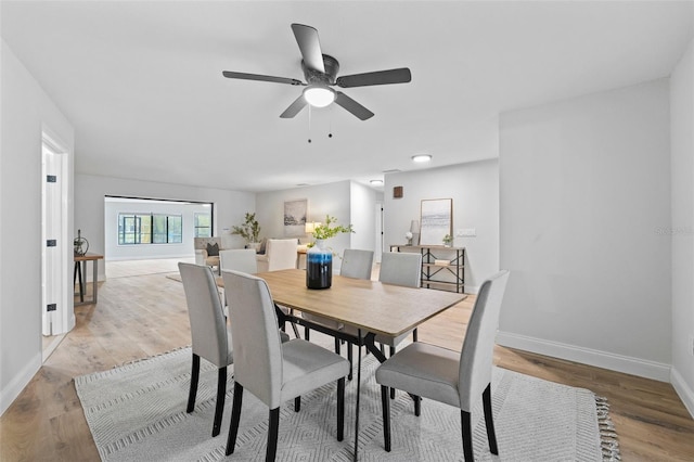 5016 Dorman Rd, Lakeland, FL 33813 - dining area featuring ceiling fan and light wood-type flooring