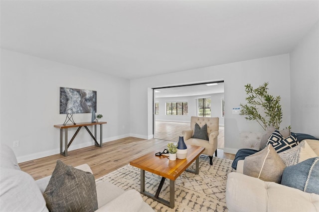 living room featuring light hardwood / wood-style floors