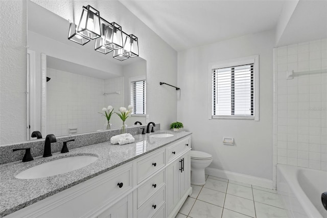 5016 Dorman Rd, Lakeland, FL 33813 - bathroom featuring double vanity, plenty of natural light, shower / bath combination, and tile patterned flooring