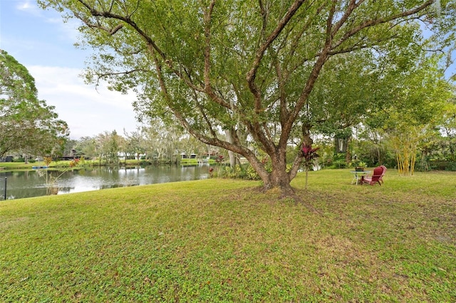 view of yard featuring a water view