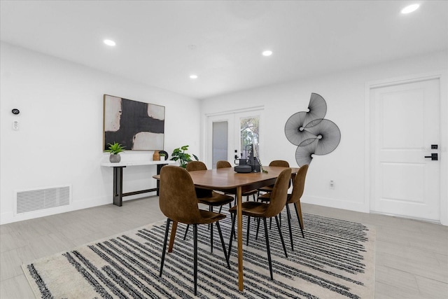 dining room featuring french doors