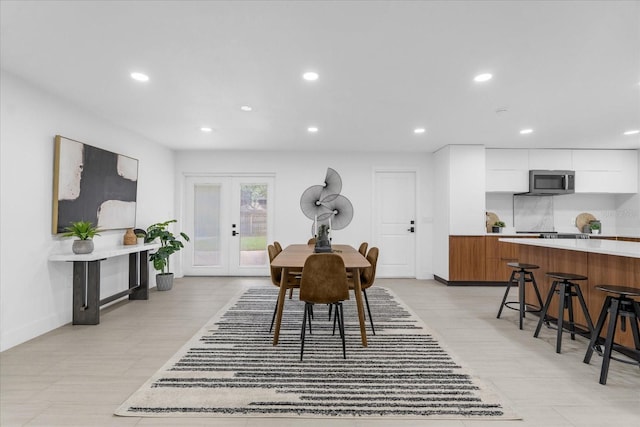 dining space with french doors