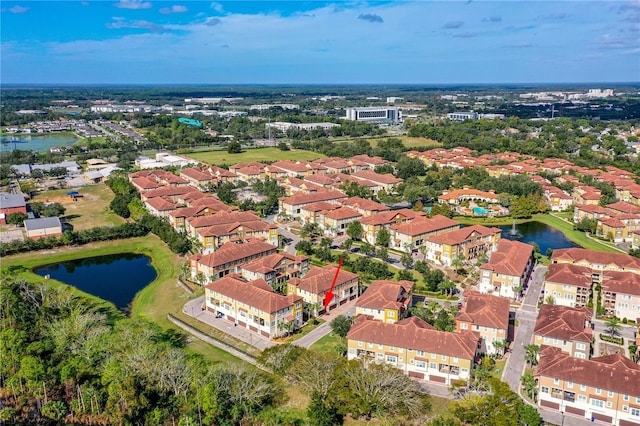 bird's eye view featuring a water view