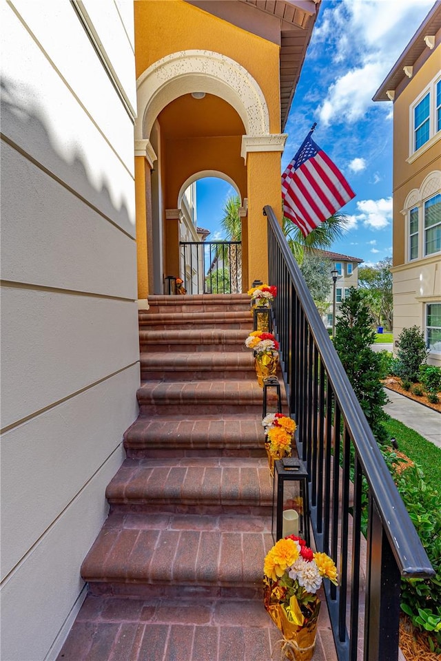 doorway to property featuring a balcony