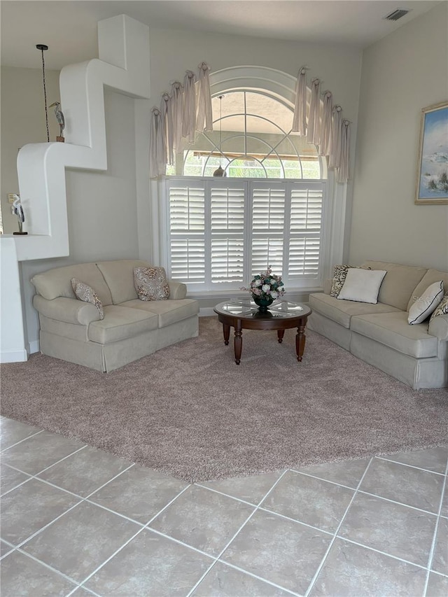 view of tiled living room