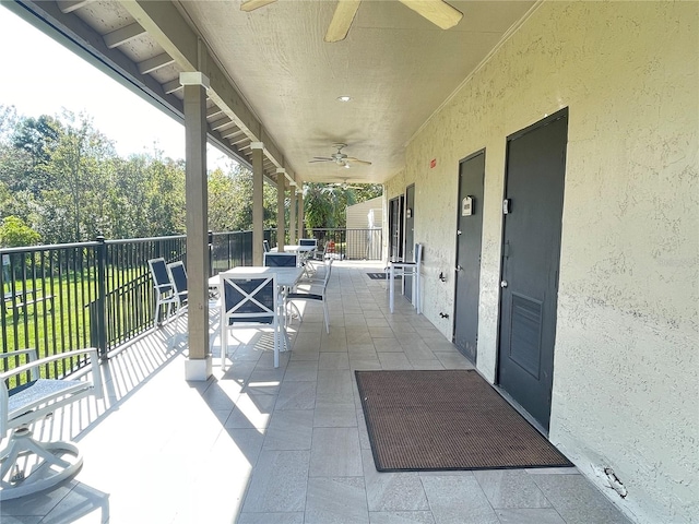 view of patio with ceiling fan