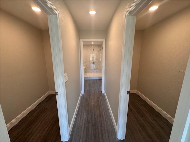 hall featuring dark hardwood / wood-style flooring