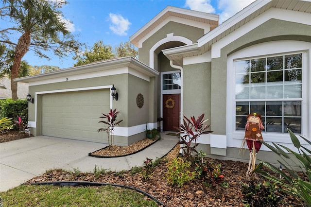 entrance to property featuring a garage