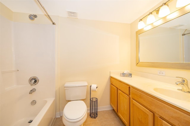 full bathroom with vanity, tile patterned flooring, shower / bathing tub combination, and toilet