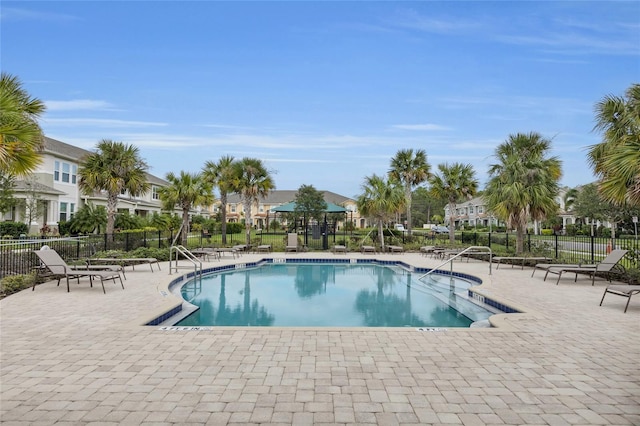 view of pool featuring a patio