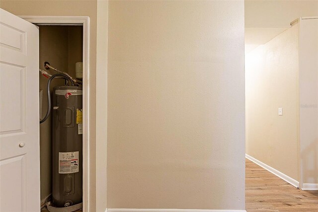 utility room with electric water heater