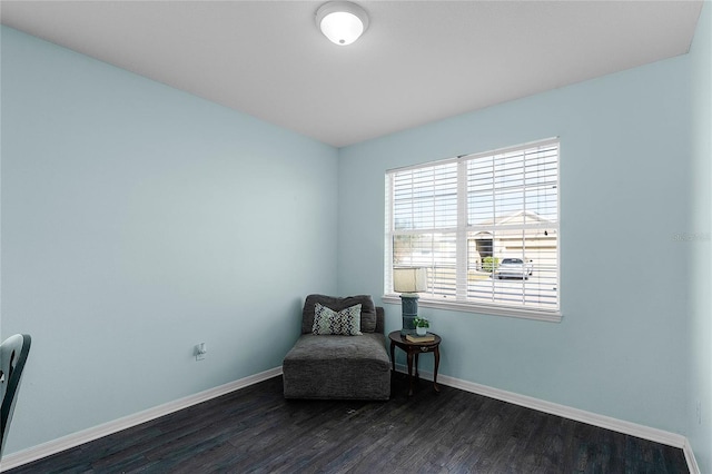 sitting room featuring dark hardwood / wood-style flooring