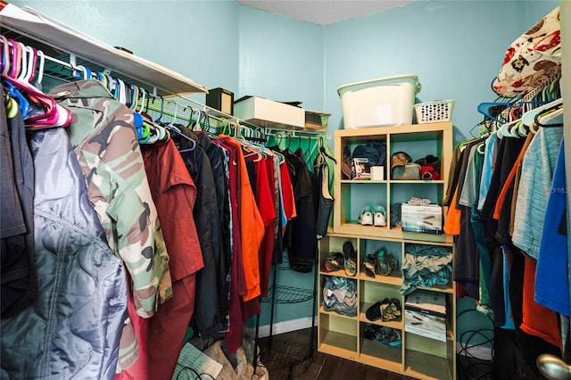 walk in closet featuring hardwood / wood-style floors