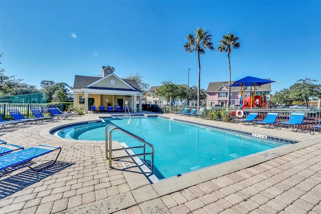 view of pool featuring a patio area