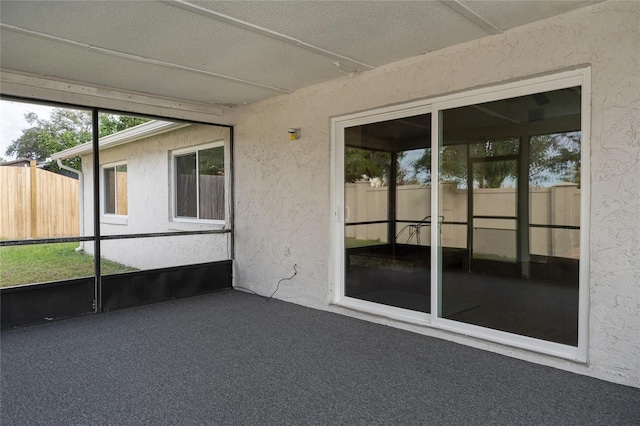 view of unfurnished sunroom