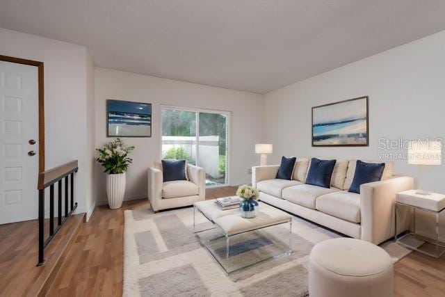 living room featuring light hardwood / wood-style flooring