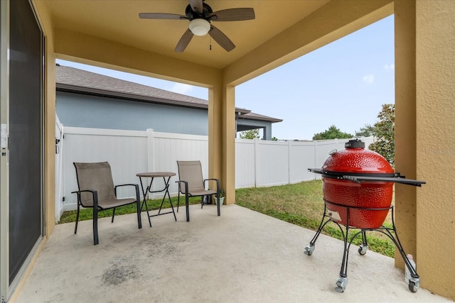 view of patio with ceiling fan