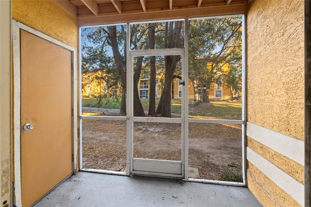 view of unfurnished sunroom