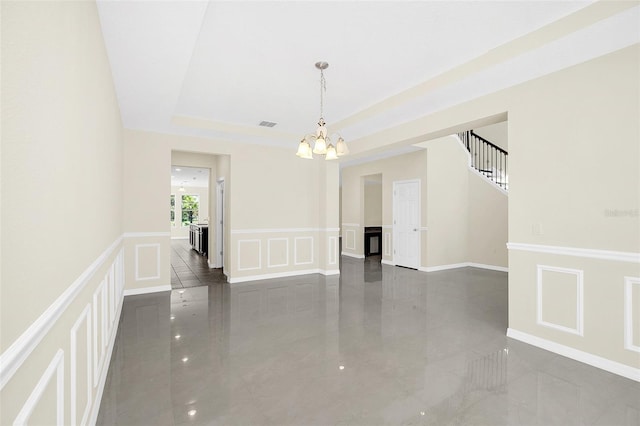 interior space with a notable chandelier