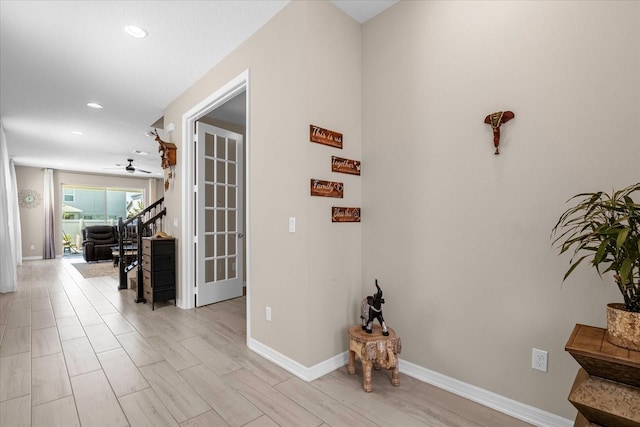 hall featuring light wood-type flooring