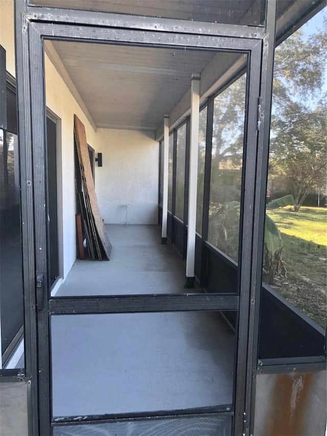 view of unfurnished sunroom