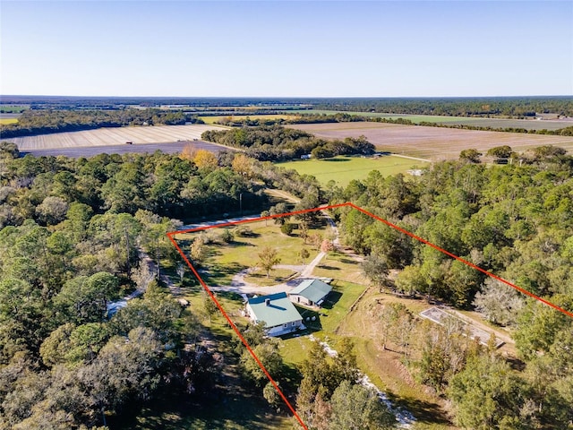 bird's eye view featuring a rural view