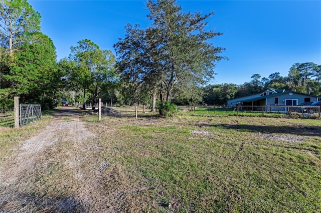 view of yard with a rural view