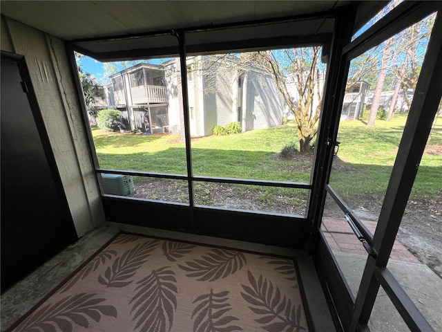 view of unfurnished sunroom