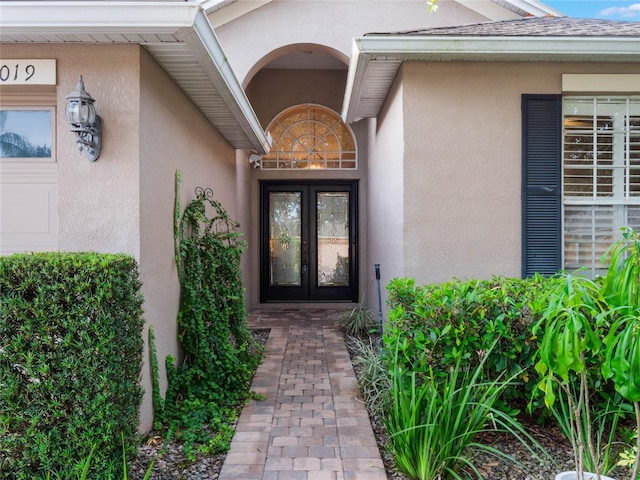 doorway to property with french doors