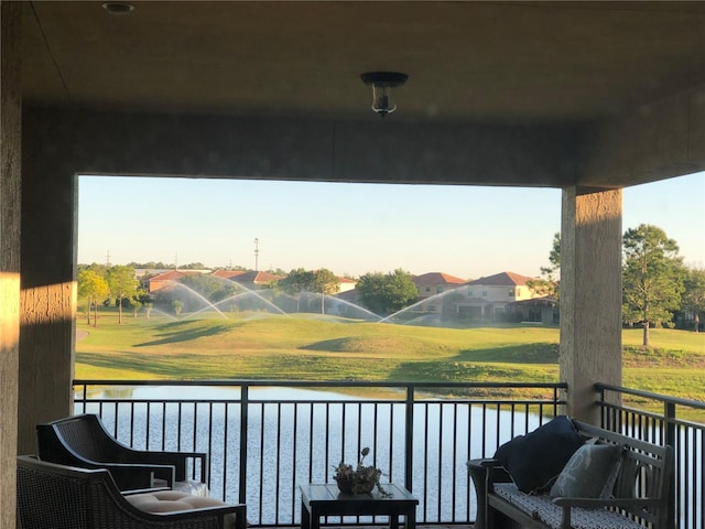 balcony with a water view