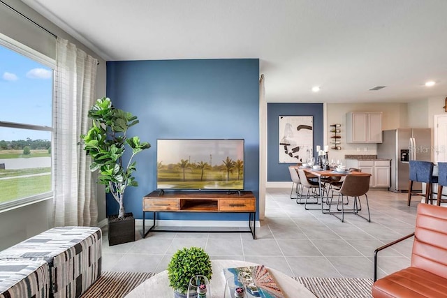 view of tiled living room