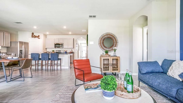 view of tiled living room