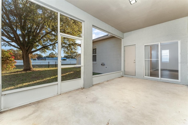 view of unfurnished sunroom